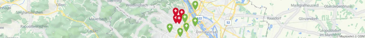 Kartenansicht für Apotheken-Notdienste in der Nähe von Grinzing (1190 - Döbling, Wien)